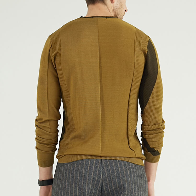 Pull col rond en maille contrastée pour homme