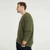 Pull en tricot à col rond vert armée 100 % coton bio durable pour homme d'hiver personnalisé