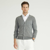 Chandail cardigan en pure laine mérinos 100 gris classique pour homme personnalisé avec bouton