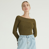 Pull en laine tricoté en cachemire à col classique et à manches évasées pour femme