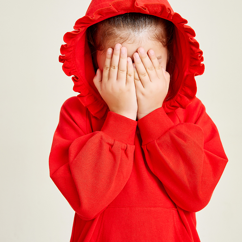 Sweat à capuche pour filles avec poche décorative en dentelle rouge passionnée