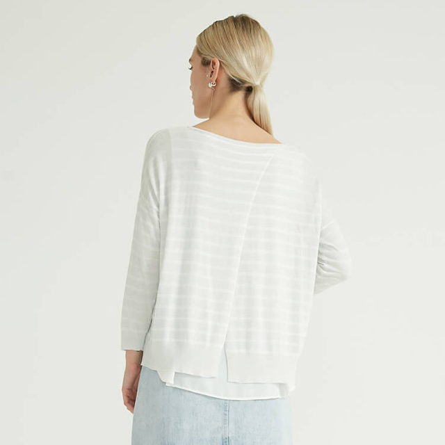 Pull à rayures horizontales en tricot de couleur claire pour femme