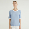 Pull en tricot à manches longues pour femmes bleu clair