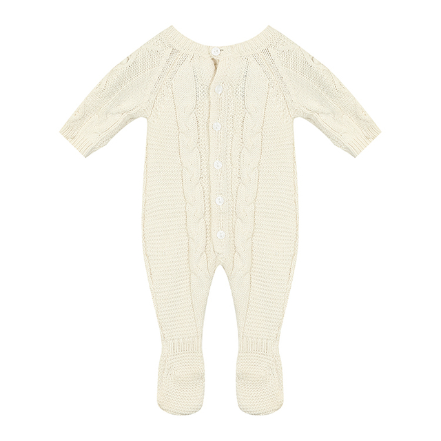 Barboteuses en tricot torsadé 100% coton biologique pour bébés nouveau-nés