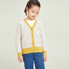 Cardigan jaune à manches longues et col en V à coutures contrastées pour filles