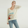 Col en V couleur unie imprimé tricoté simple hiver femmes pull pull