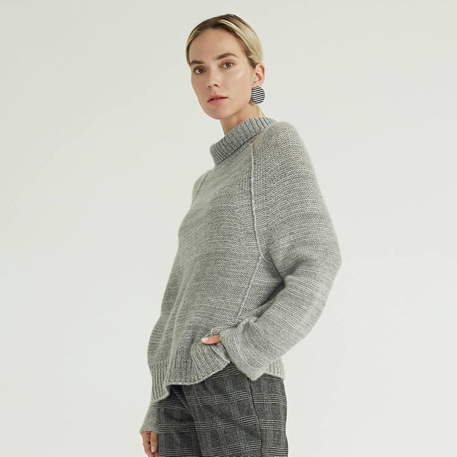 Col roulé de mode simple tricoté gris 2022 pulls en laine pour femmes