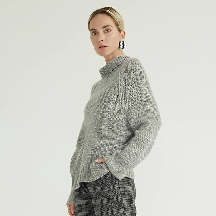 Col roulé de mode simple tricoté gris 2022 pulls en laine pour femmes