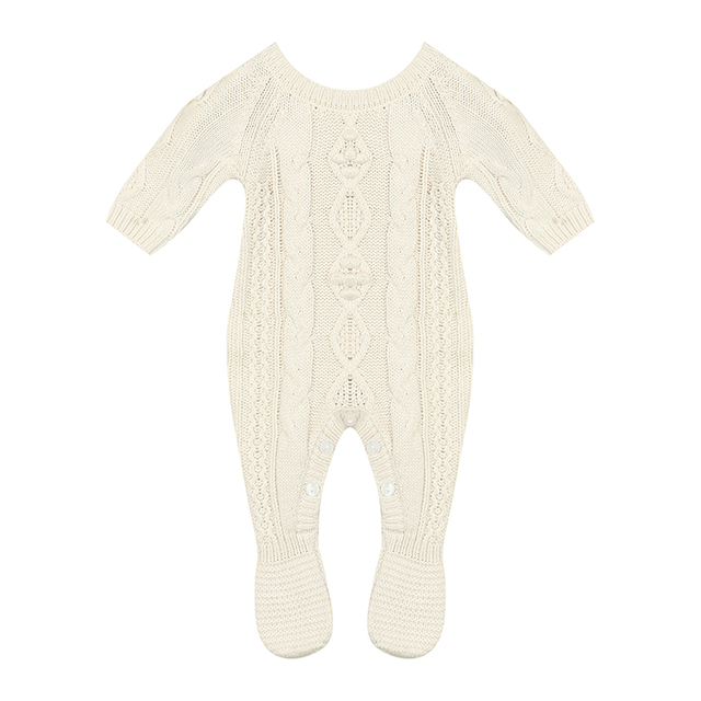 Barboteuses en tricot torsadé 100% coton biologique pour bébés nouveau-nés