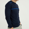 Pulls tricotés à col rond en intarsia bleu marine pour hommes sur mesure