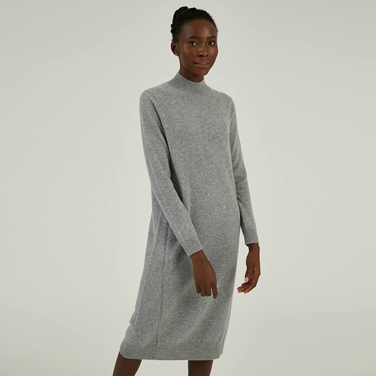 Robe pull mi-longue en laine à col roulé pour femmes sur mesure