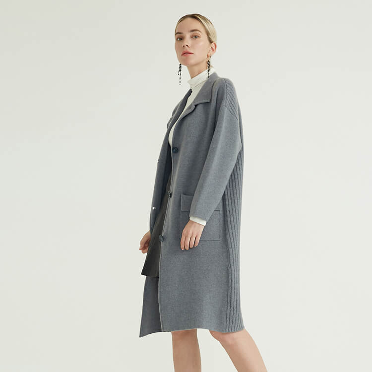 Trench-coat tricoté gris pour femmes de style nouveau et simple de qualité supérieure pour femmes