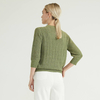  Dernier col rond col rond manches longues vert câble pull pull tricoté femmes chandails