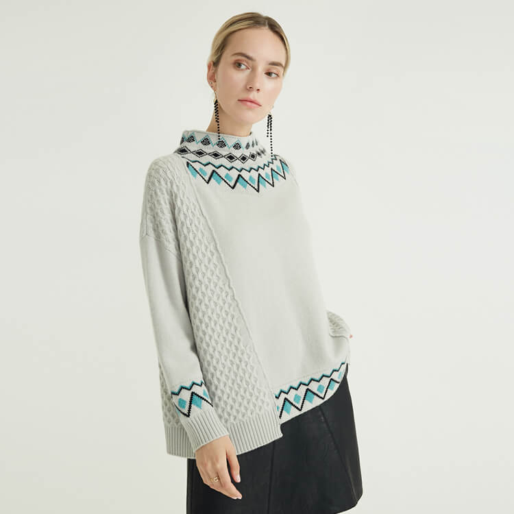 Nouveau pull en laine mérinos pour femmes à col haut personnalisé