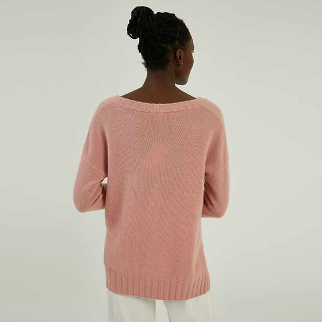 Pull en tricot 100 % coton à col en V et à épaules dénudées personnalisé pour l'hiver