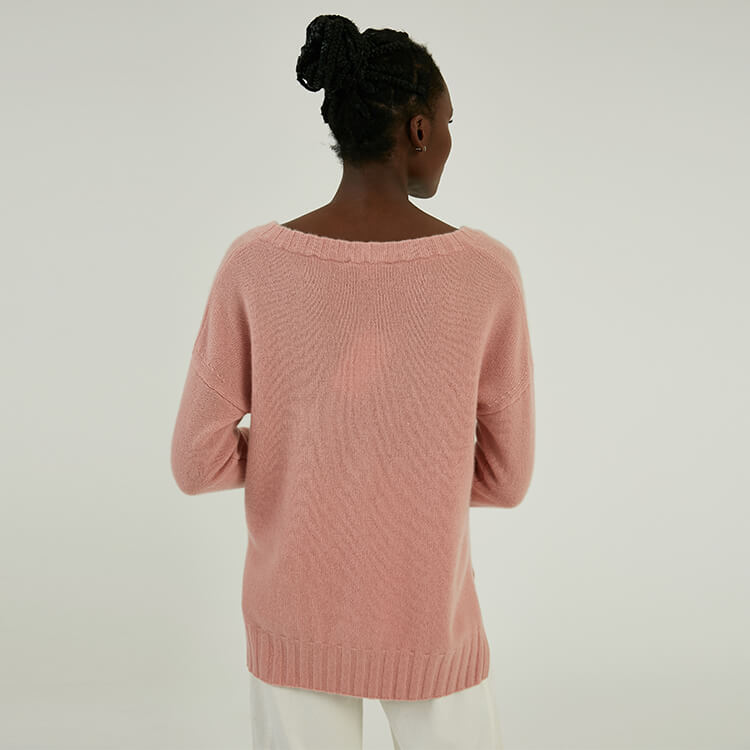 Pull en tricot 100 % coton à col en V et à épaules dénudées personnalisé pour l\'hiver
