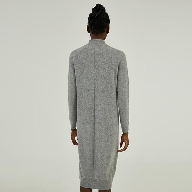 Robe pull mi-longue en laine à col roulé pour femmes sur mesure