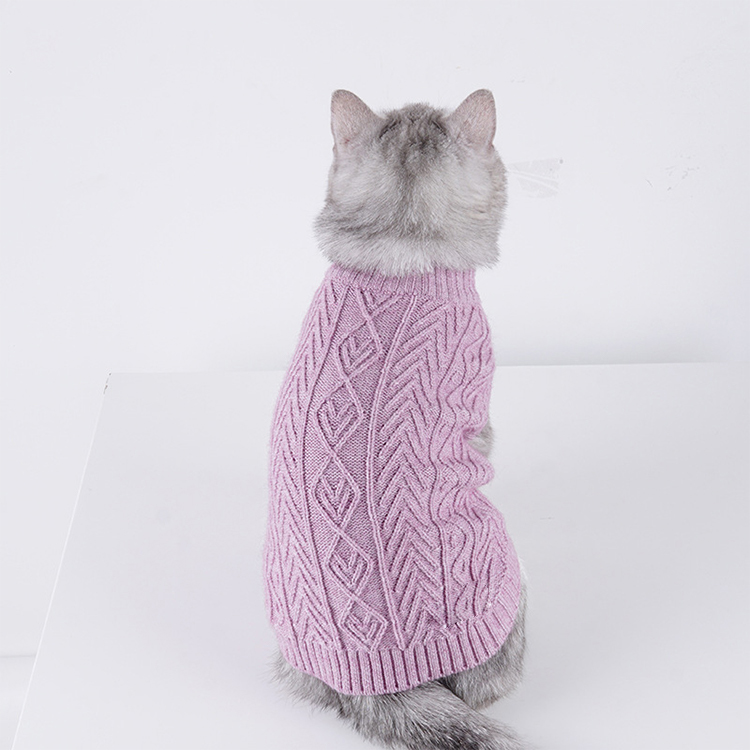 Cavaliers tricotés par Kitty de chiot de câble solide de vêtements d'hiver de chat
