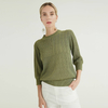  Dernier col rond col rond manches longues vert câble pull pull tricoté femmes chandails