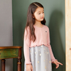 Robe fille rose en maille patchwork gaze