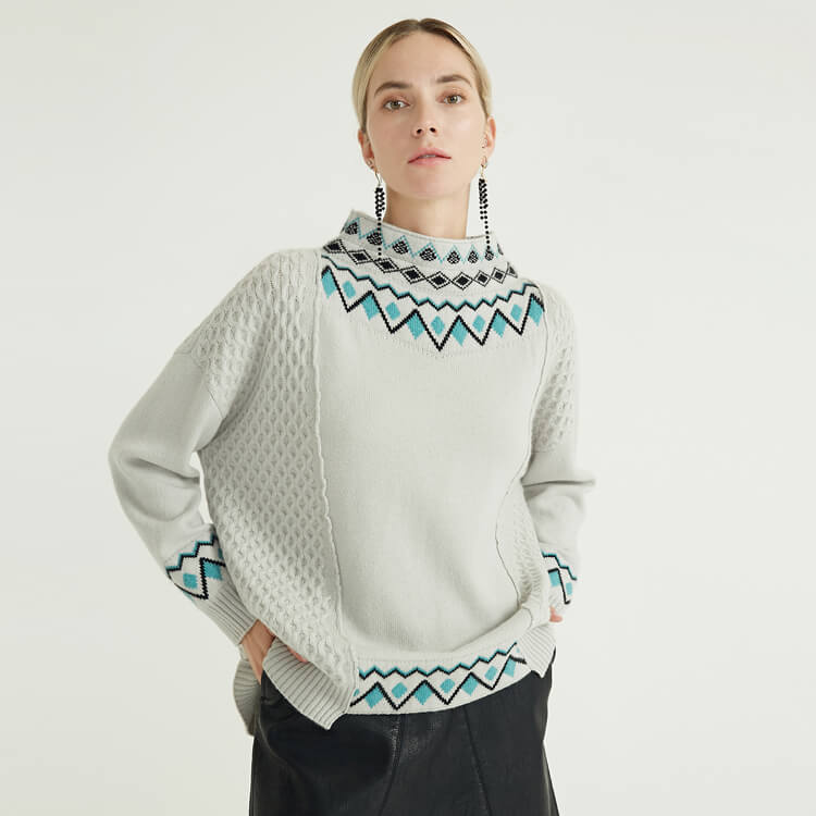 Nouveau pull en laine mérinos pour femmes à col haut personnalisé