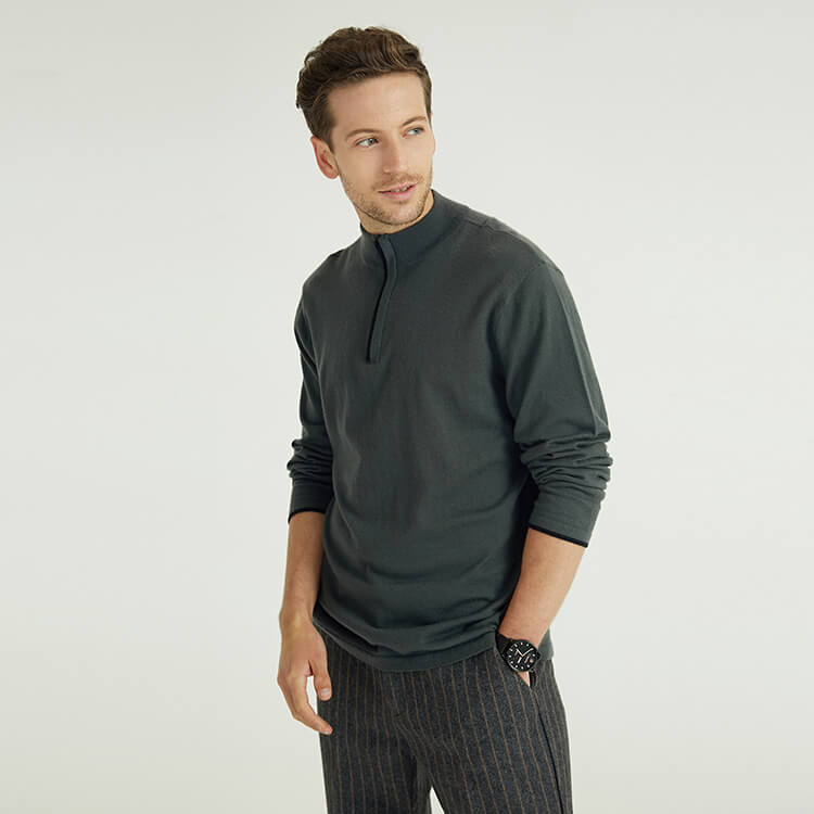 La conception de fermeture à glissière est un pull en laine de cardigan en cachemire formel simple pour hommes