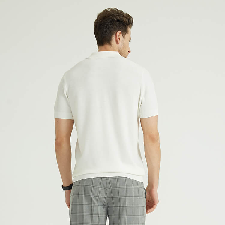 Polos de golf en tricot blanc 100 % laine mérinos pour hommes personnalisés