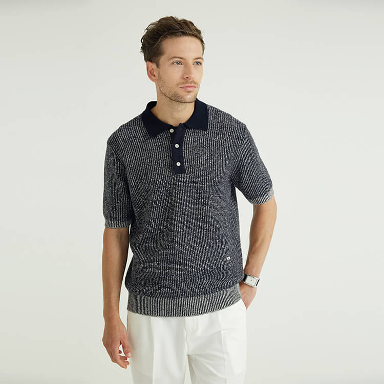 Polos en tricot côtelé en mélange de laine de yak haut de gamme personnalisés Chemises de golf