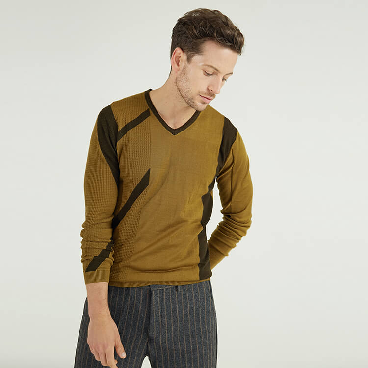 Pull col rond en maille contrastée pour homme