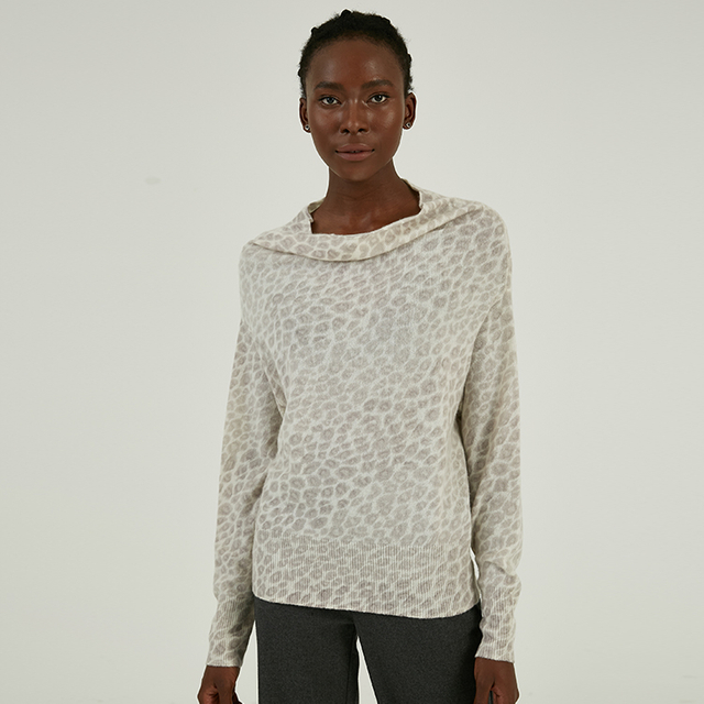 Pull en tricot imprimé léopard 100 % cachemire sur mesure