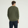 Pull en tricot à col rond vert armée 100 % coton bio durable pour homme d'hiver personnalisé