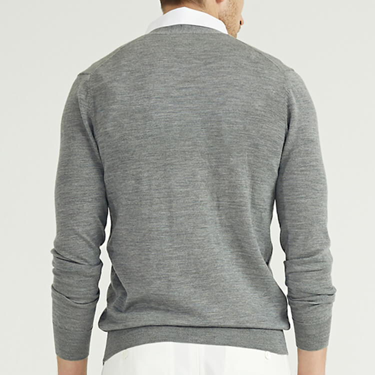 Chandail cardigan en pure laine mérinos 100 gris classique pour homme personnalisé avec bouton