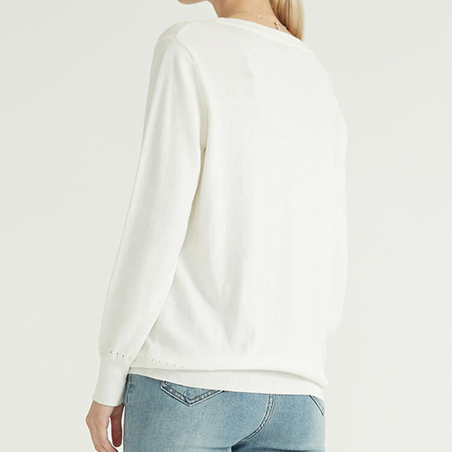 Pull en coton simple de banlieusard d'impression de couleur unie pour des femmes