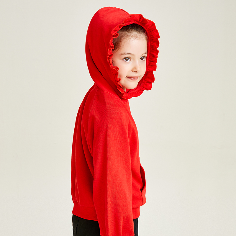 sweat à capuche fille rouge