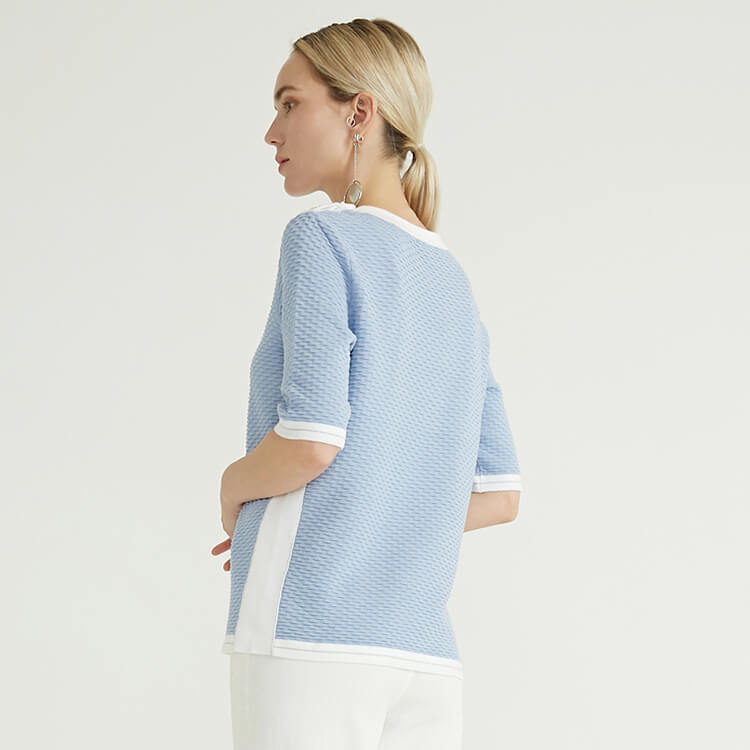 Pull en tricot à manches longues pour femmes bleu clair