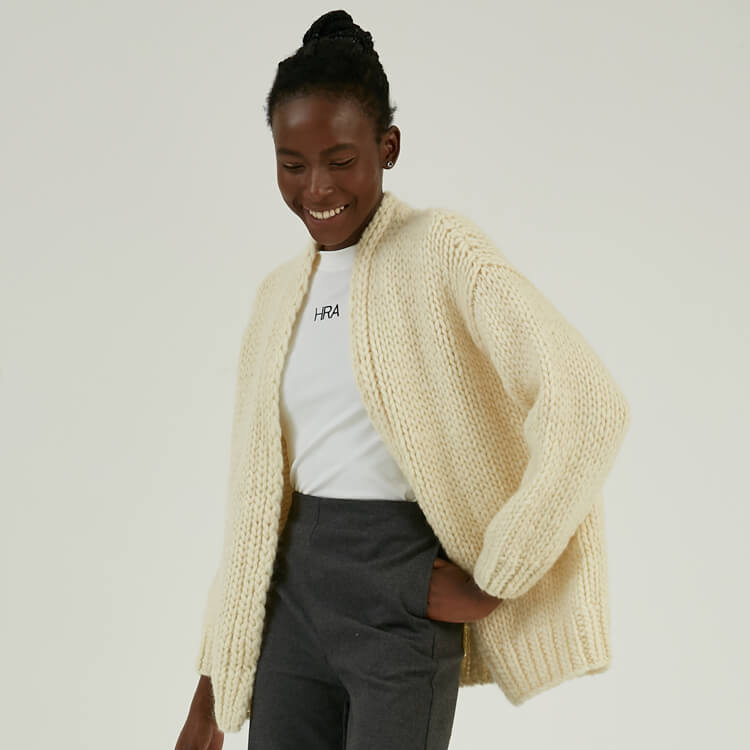 Manteau de cardigan en tricot épais 100 % coton d'hiver personnalisé pour femme