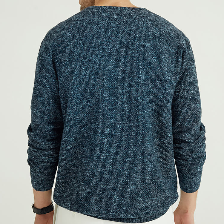 Chandail en tricot uni mélange acrylique à col rond pour hommes d\'hiver sur mesure