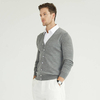 Chandail cardigan en pure laine mérinos 100 gris classique pour homme personnalisé avec bouton