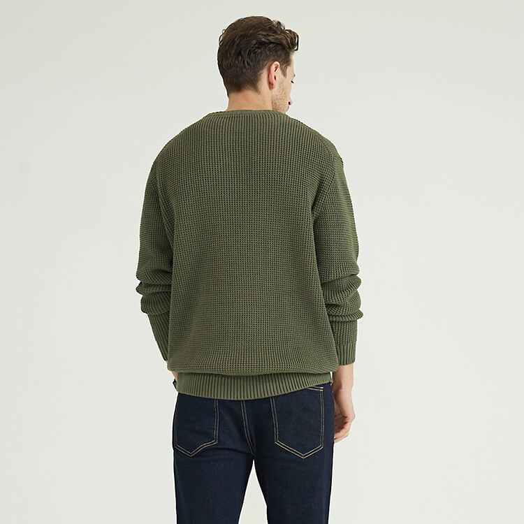 Pull Cardigan Tricoté Design Classique à Manches Longues Vert Pour Homme