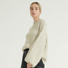 Pull en coton avancé simple à col mi-long de couleur unie pour femme