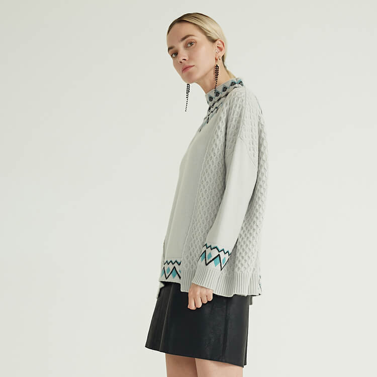 Nouveau pull en laine mérinos pour femmes à col haut personnalisé