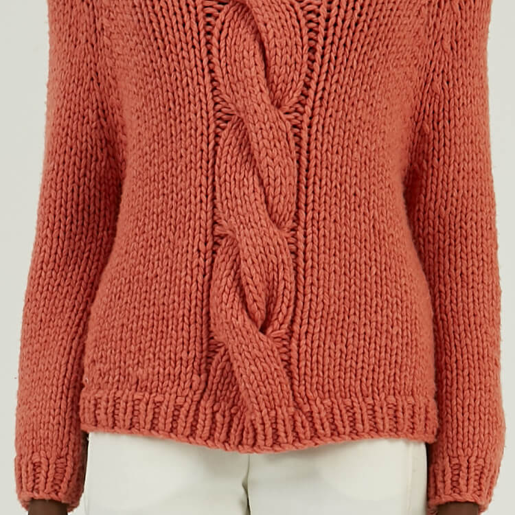 Chandail en tricot torsadé épais épais pour femme rouge en mélange de laine d'hiver personnalisé