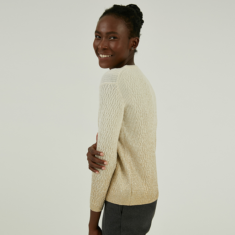 Pull en tricot torsadé imprimé à chaud 100 % laine personnalisé d\'hiver