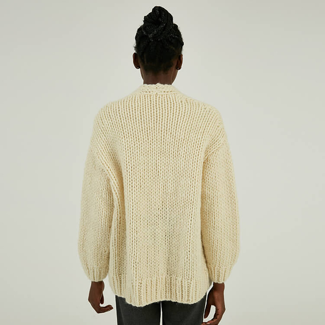 Manteau de cardigan en tricot épais 100 % coton d'hiver personnalisé pour femme