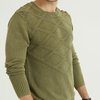 Pull en cachemire à manches longues tricoté vert pour homme