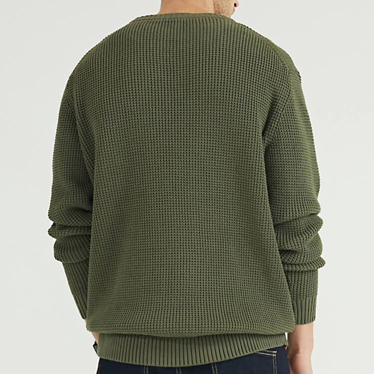 Pull Cardigan Tricoté Design Classique à Manches Longues Vert Pour Homme