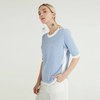 Pull en tricot à manches longues pour femmes bleu clair