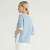 Pulls en laine tricotés bleu clair à col rond et demi-manches pour femmes