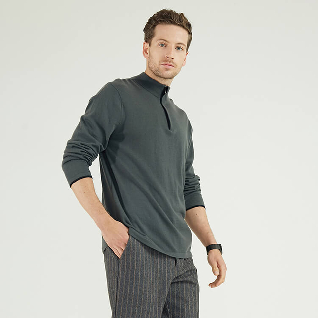 Pull classique en maille à 1/4 zip pour homme