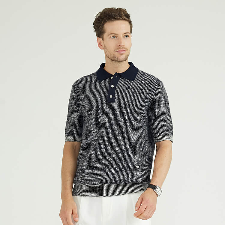 Polos en tricot côtelé en mélange de laine de yak haut de gamme personnalisés Chemises de golf